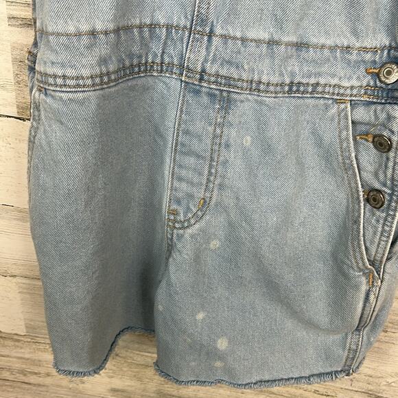Old Navy Denim Overalls Women’s Small Slouchy Straight Cut Off Blue Jean Bleach - Picture 3 of 7